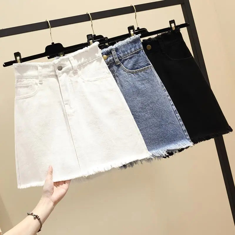 Woman Skirts High Waist Denim Skirt for Women Spring and Summer Skirt A- line Short Skirt Mujer Faldas Saias Mulher