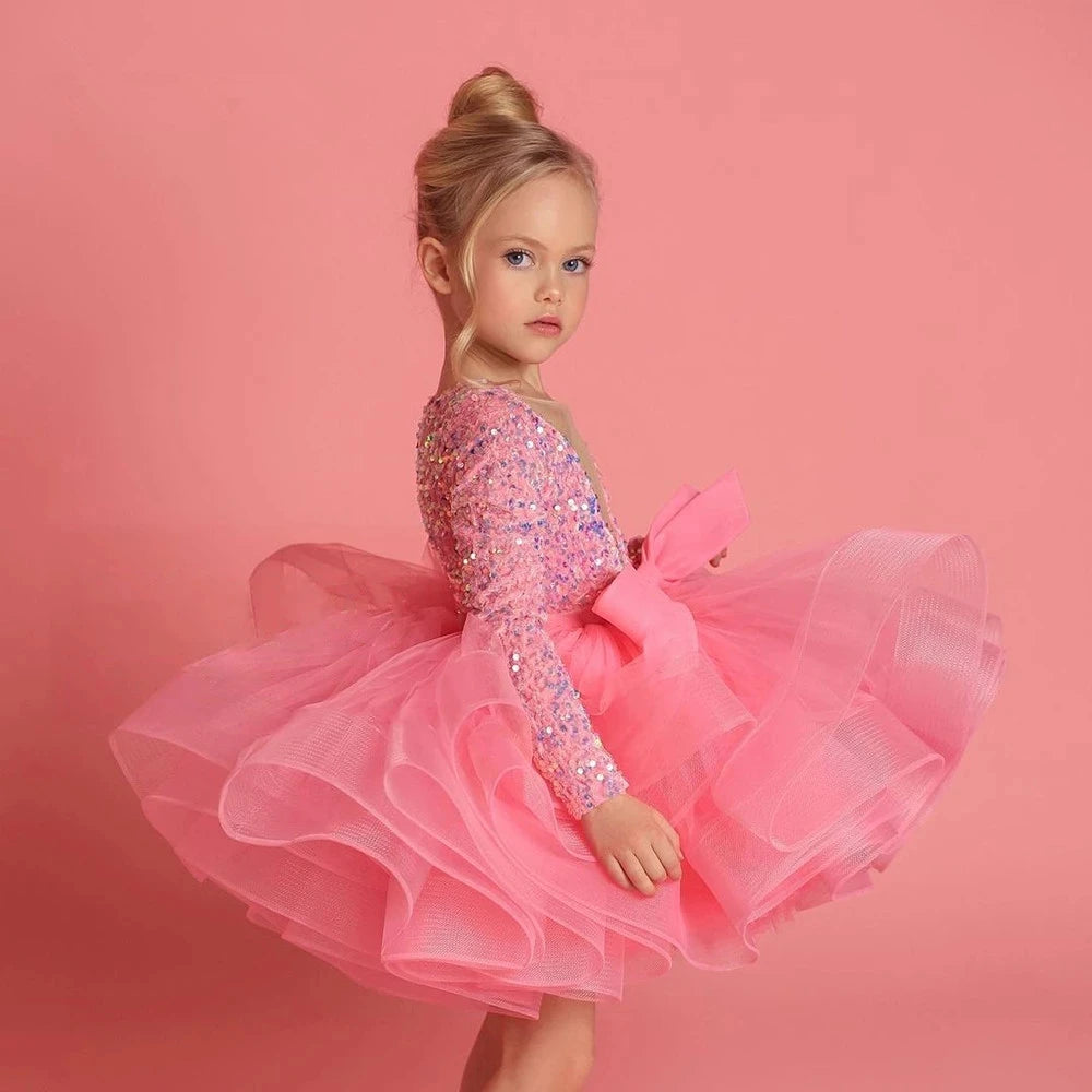 Elegant Party Dress For Kids Girl Puffy Princess Flower Girl Dress For Girls Luxurious Birthday Dress For Girls From 2 to 7 year