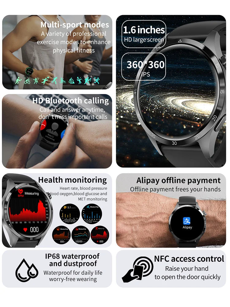 2024 NEW GT4 Pro AMOLED Smart Watch Men Custom Dial Answer Call Sport Fitness Tracker Men Waterproof Smartwatch For Android ios