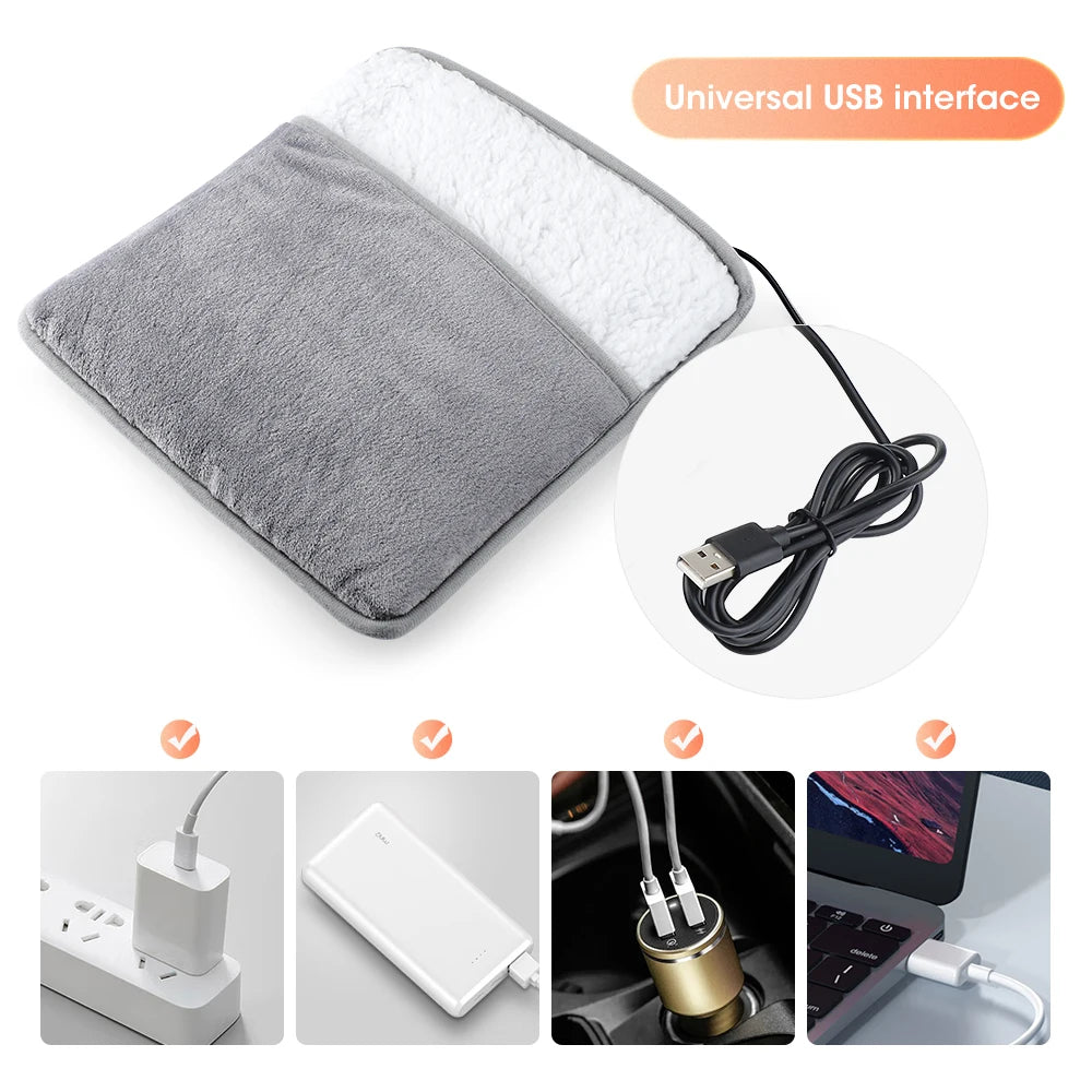 Foot Warming Bag Massager Flannel Electric Warmers for Winter Office Home Electric Heating Shoes USB Direct Plug Household Care