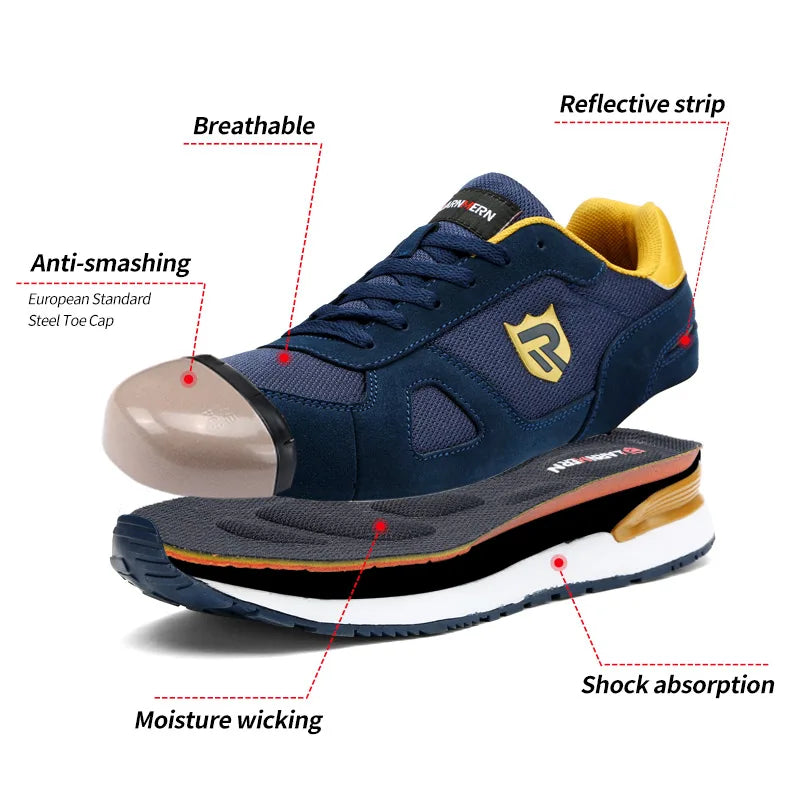 LARNMERN Men Steel Toe Shoes Antistatic Safety Shoes Women Composite Breathable Slip On Work Sneakers Industries Protection