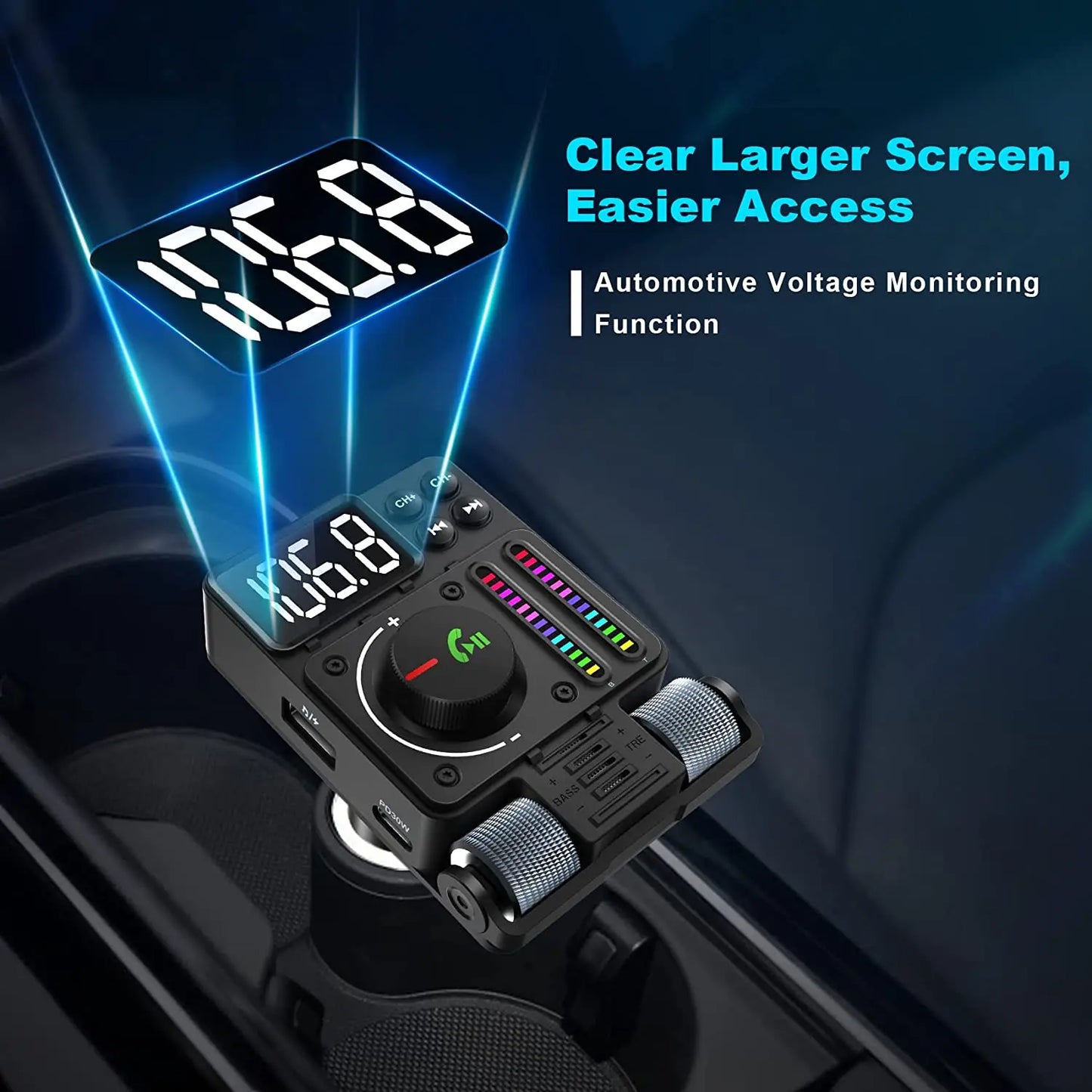 2023 Bluetooth 5.3 Car Wireless FM Transmitter Radio Adapter PD30W QC3.0 Fast Charging Car MP3 U Disk Music Player Accessories