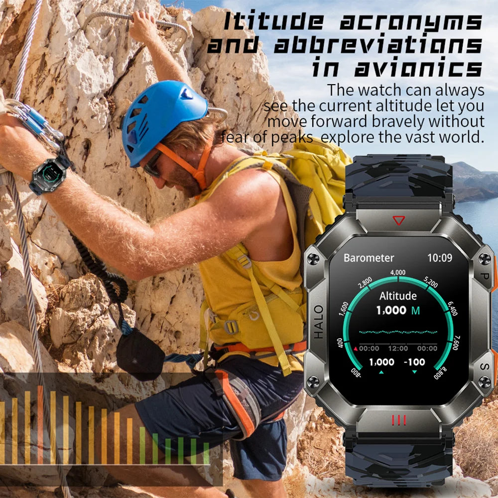 Rugged Military Smart Watch Men for xiaomi Band Sports Fitness Tracker Ip67 Waterproof AI Voice Bluetooth Call Smartwatch 2023