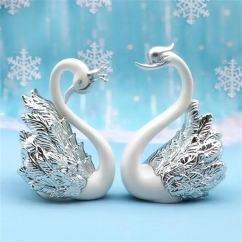 Swan Couple Figurine Home Decor Theme Statue Cake Topper Car Interior Living Room Wedding Decoration Accessories