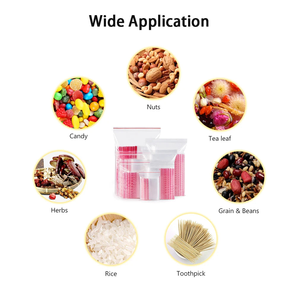 100Pcs/Lot Clear Stand Up Pouch Plastic Zip Lock Bags Zipper Transparent Fruit Snack Self Seal Food Storage Package packaging