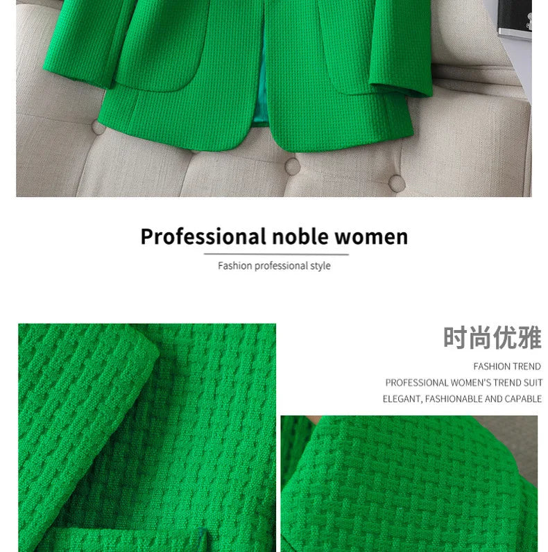 Luxury Ladies' Green Suit Jacket Women's Autumn Long-sleeved Office Lady Blazers Higt Streetwear Casual Suits of Women