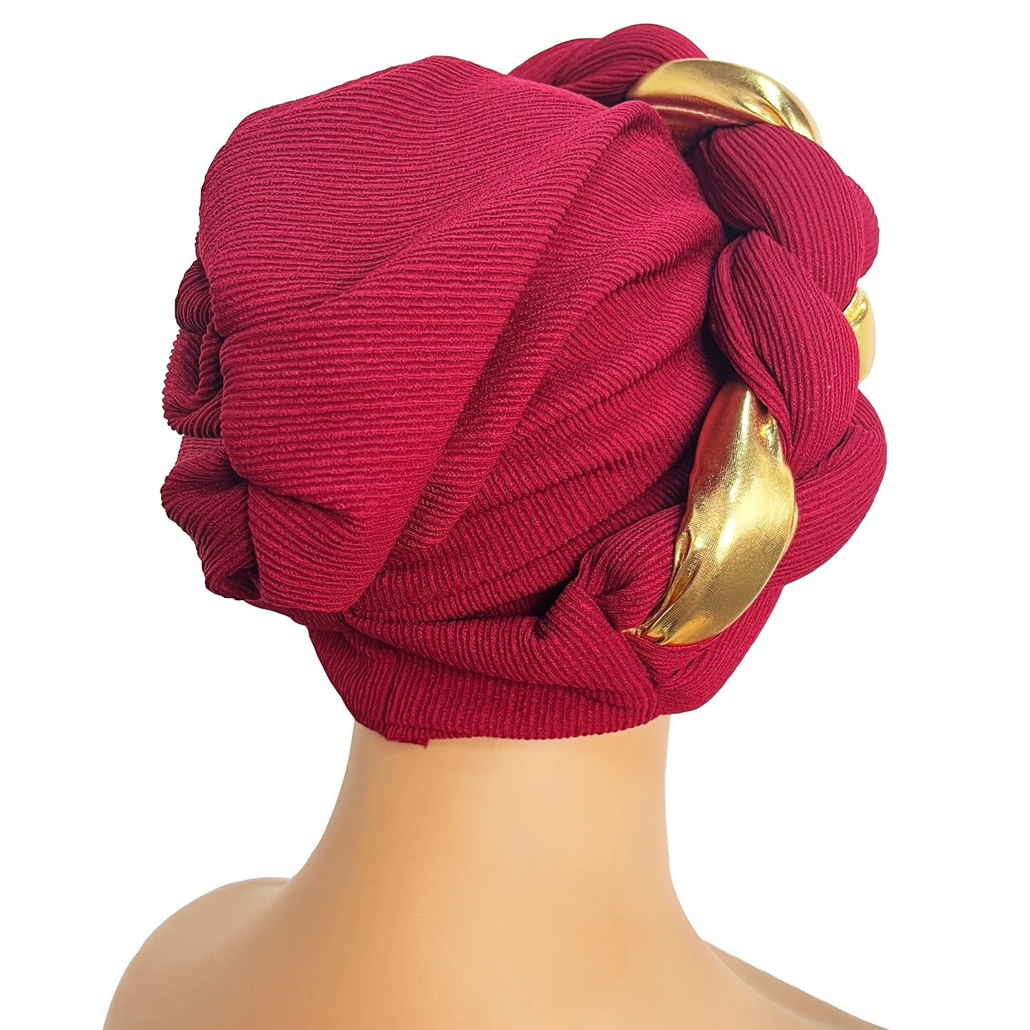 African Turban Cap Headdress Women's Pleated Hat Hair Accessories Arab Wrapped Muslim Hijab