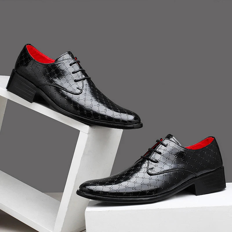 2023 New Fashion Dress Shoes Men Red Wedding Oxfords Groom Shoes Pointed Toe Male Luxury Brand Party Evening Footwears