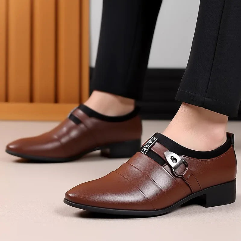 Black Shoes Men Luxury Business Oxfords Leather Breathable Formal Dress Male Office Wedding Flats Rubber Footwear Mocassin Homme