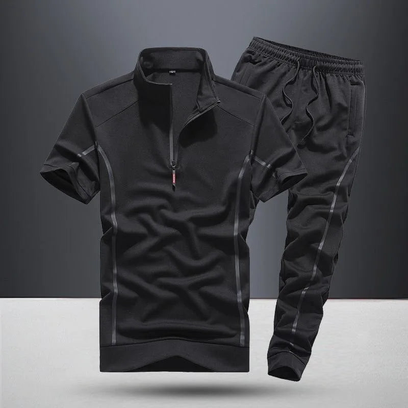 2023 Summer New Men's Classic Fashion Short Sleeve T-shirt Suit Men's Casual Comfort Large Size High-Quality Sports Suit M-5XL