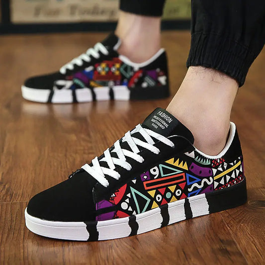 New Men's Sports Shoes, Casual Shoes, Men's Couple Printing Fashion All-match Flat Tennis Men's Vulcanized Shoes998