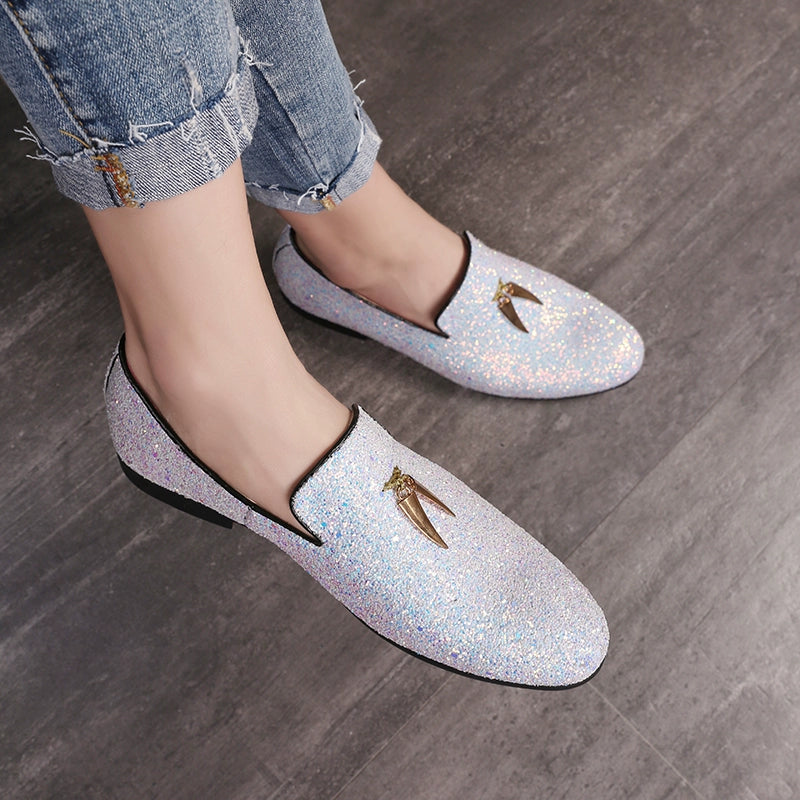 Casual Korean Style Hair Stylist Fashionable Sequins Loafers