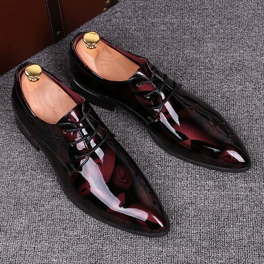 British Style Youth Personalized Insole Height Increasing Wedding Pointed Leather Shoes