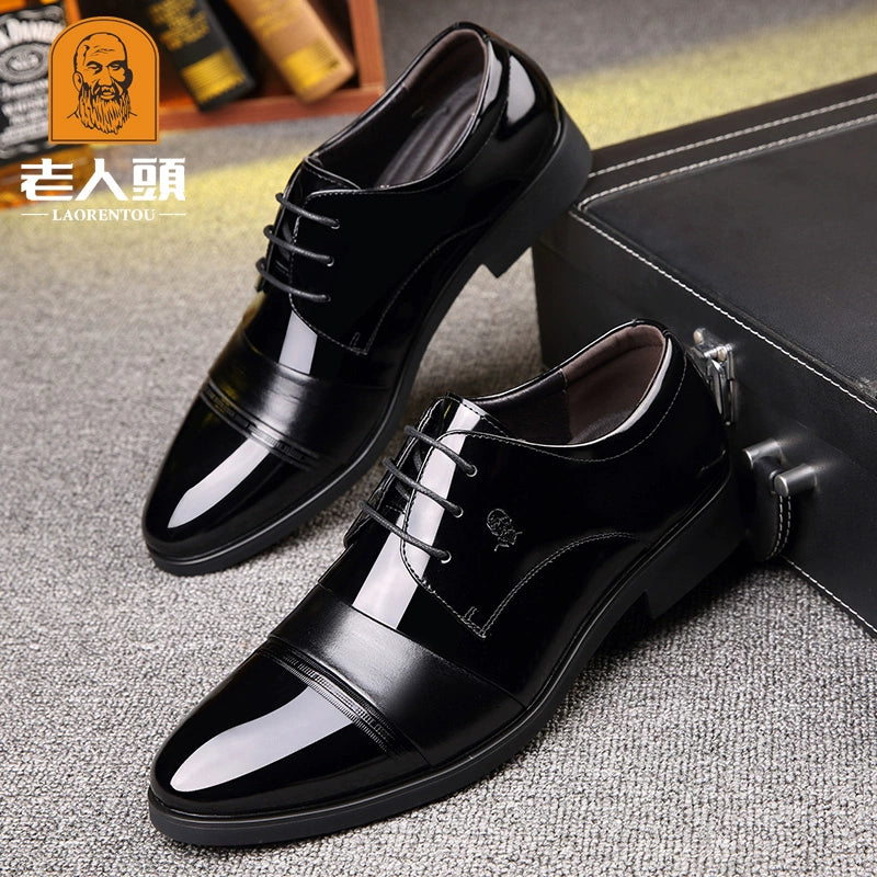 Elderly Head Business Formal Wear Middle-Aged Breathable Lace up Leather Shoes