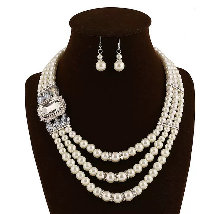 Fashion European and American Style Famous Brand Crystal Necklace Exaggerated Women's Pearl