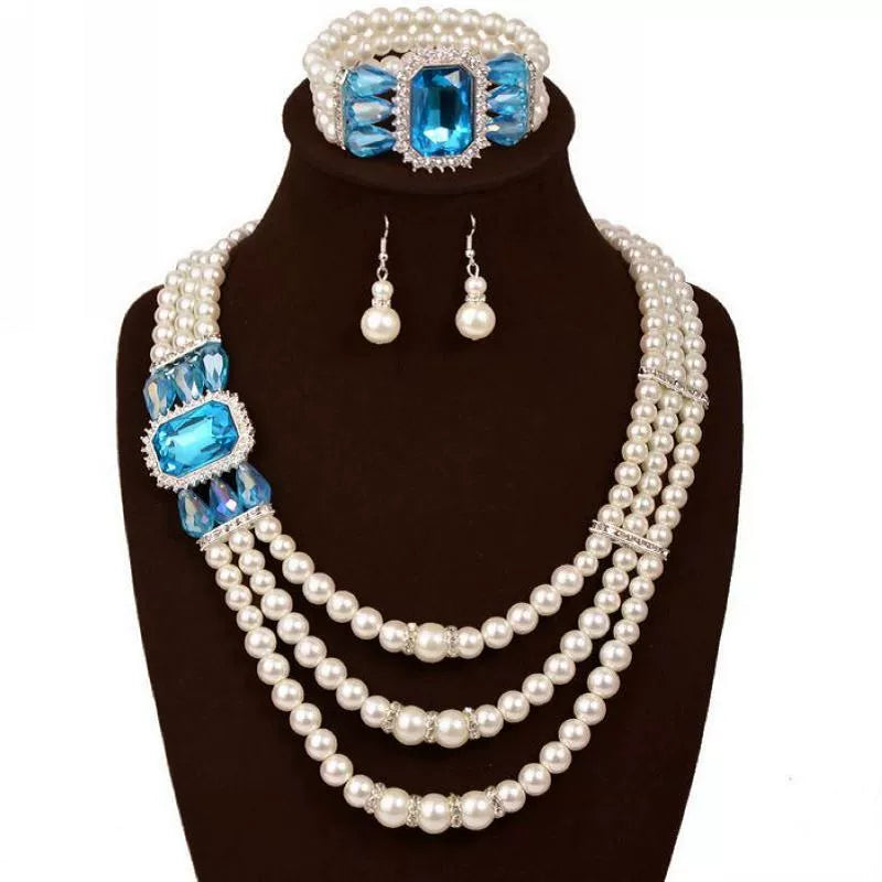 Fashion European and American Style Famous Brand Crystal Necklace Exaggerated Women's Pearl